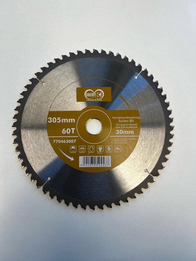 Suilen Zaagblad 305 mm x 60 Tanden Asgat 30mm voor o.a Aluminium