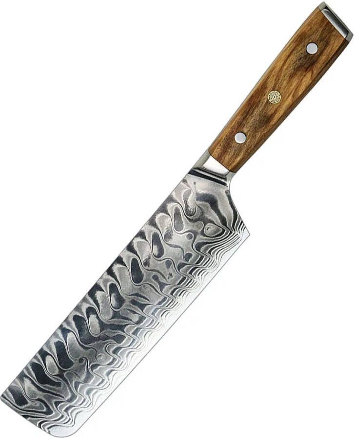 Sukara Damascus Hakmes Japans Mes Nakiri Koksmes Orifu editie Olijfhout