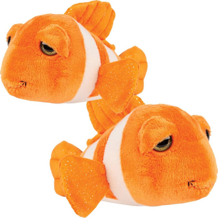 Suki Gifts pluche Clownvissen knuffeldier set cute eyes oranje 25 en 15 cm