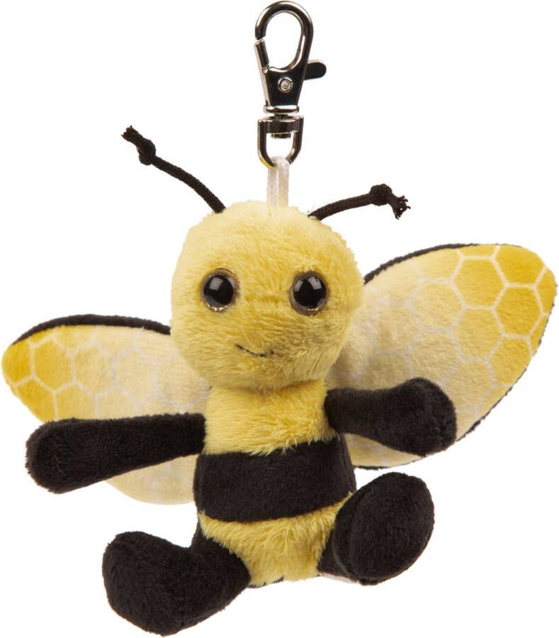 Suki Gifts Pluche knuffeldier Bijen sleutelhanger geel zwart 9 cm clip sluiting Knuffeldier
