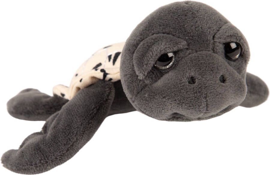 Suki Gifts pluche zeeschildpad Jules knuffeldier cute eyes donkergrijs 14 cm Knuffel zeedieren