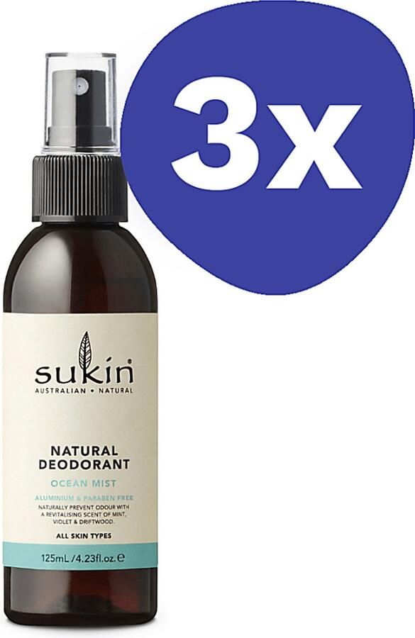 Sukin Deodorant Ocean Mist (3x 125ml)