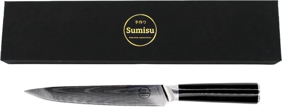 Sumisu Knives Japans Fileermes Yanagiba Black Collection 100% Damascus staal Geleverd in luxe geschenkdoos BBQ mes