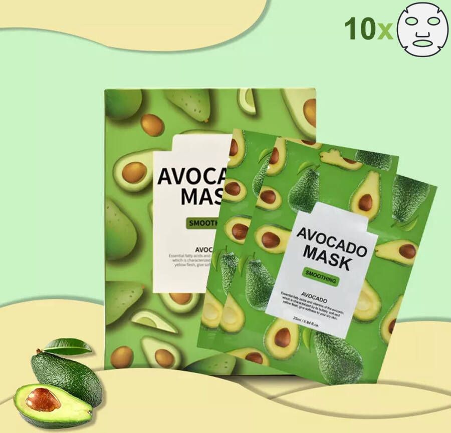 Summer Girl Sheet Mask Avocado Gezichtsmasker 10 stuks