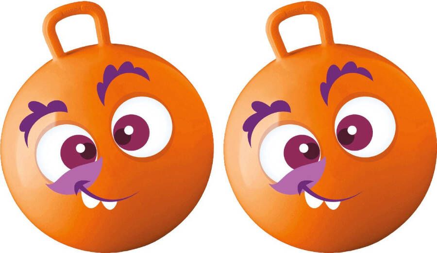 Summerplay Summer Play Skippybal met smiley 2x oranje 50 cm buitenspeelgoed voor kinderen Skippyballen