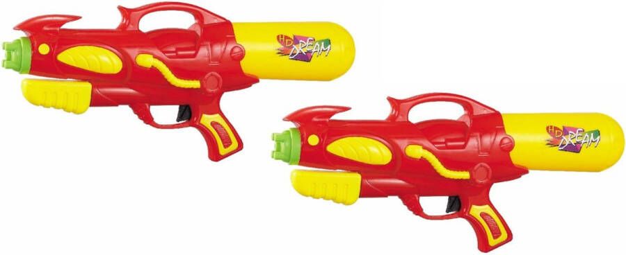 Summertime 2x Waterpistool waterpistolen rood geel 50 cm Waterpistolen