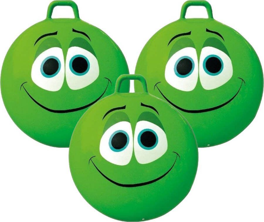 Summertime 3x stuks groene skippybal smiley voor kinderen 65 cm buiten speelgoed