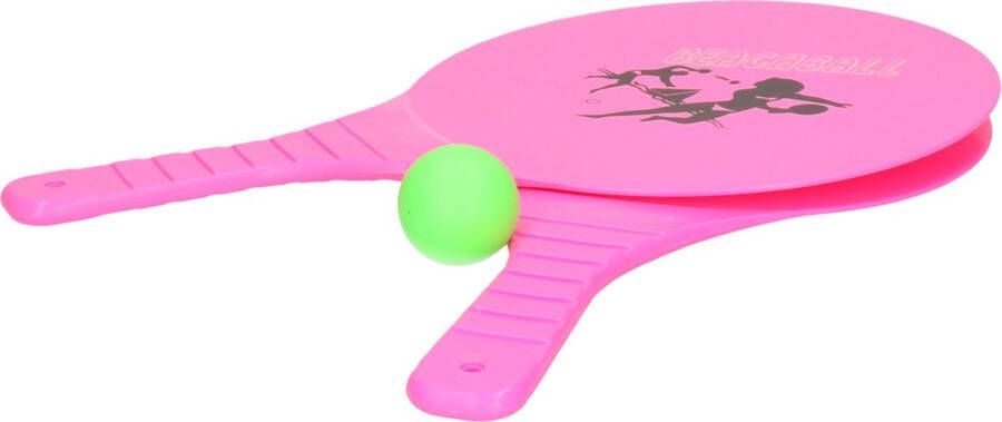 Summertime Beachball set buitenspeelgoed fuchsia roze Rackets batjes en bal Tennis ballenspel Beachballsets