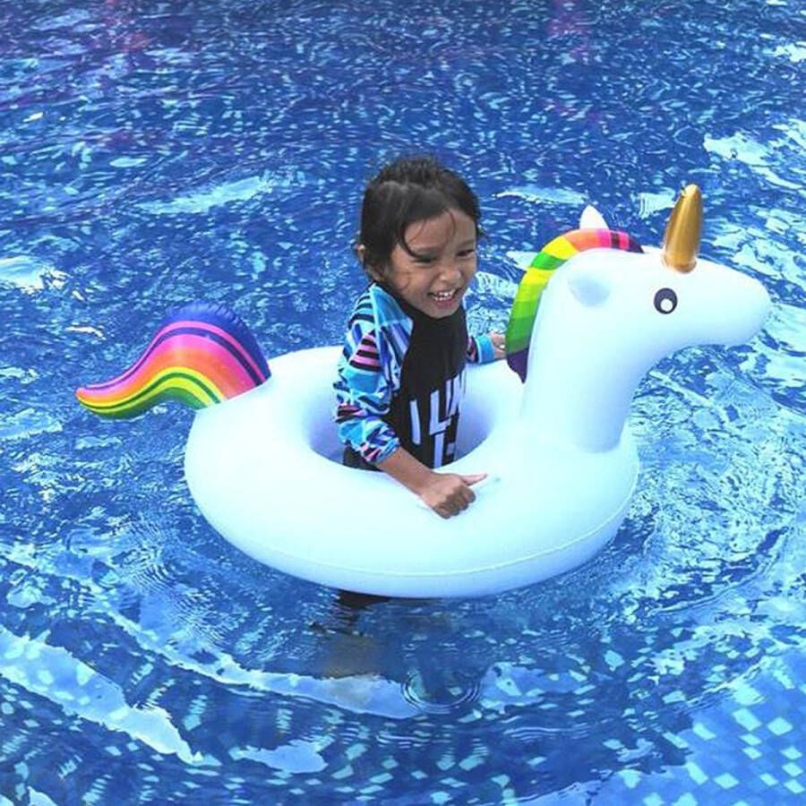 Summertime Opblaasbaar Unicorn Bootje Kids| Zwemband| met dichte bodem + 2 openingen voor de beentjes| + 2 handvaten| Unicorn| wit | 65 cm