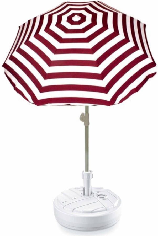 Summertime Rood gestreepte lichtgewicht strand tuin basic parasol van nylon 180 cm + vulbare parasolvoet antraciet van plastic