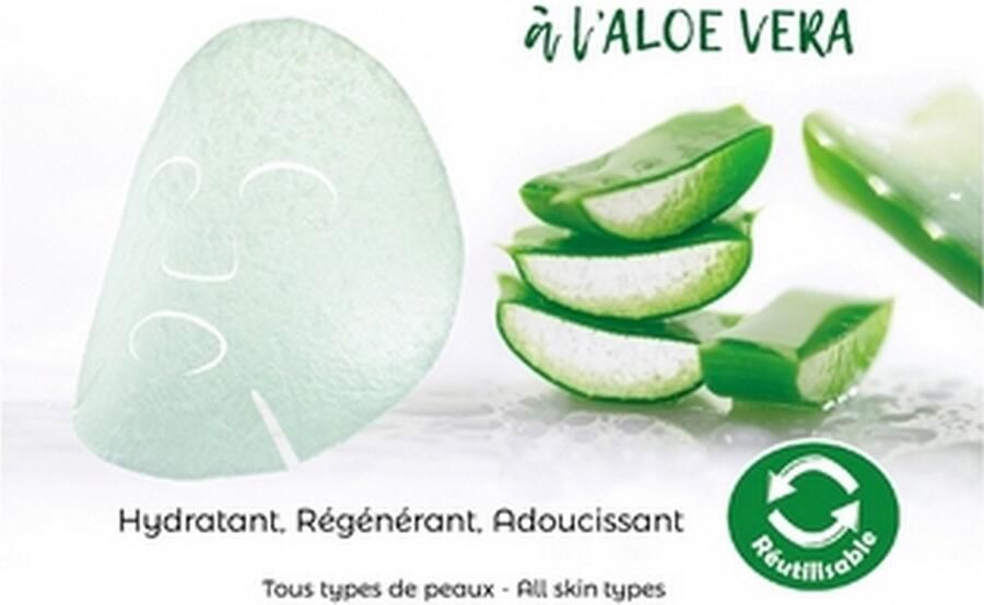 Sun & Sia Natuurlijk hydraterend Konjac gezichtsmasker met aloë vera herbruikbaar bevordert de bloedcirculatie
