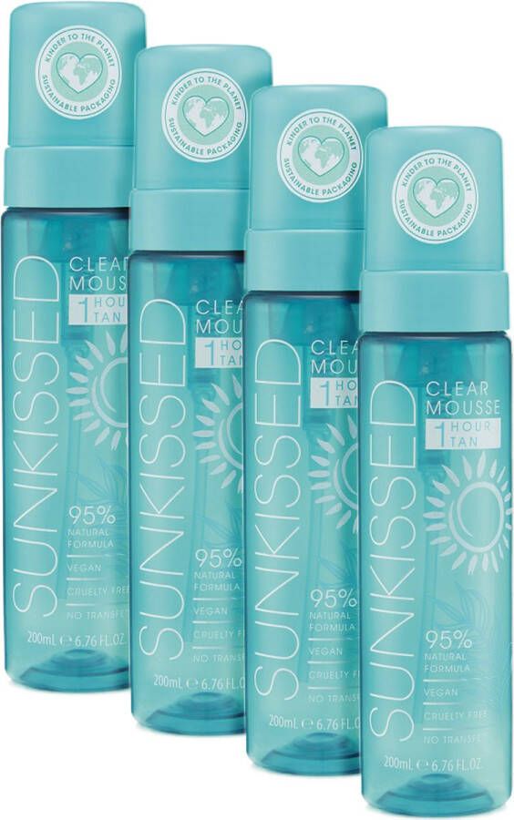 Sun Kissed Sunkissed Clear Mousse 1 Hour Tan- Zelfbruiner 4 x 200 ml Voordeelverpakking