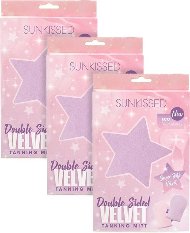 Sun Kissed Sunkissed Double Sided Velvet Tanning Mitt Zelfbruiner Handschoen Voordeelverpakking 3 stuks