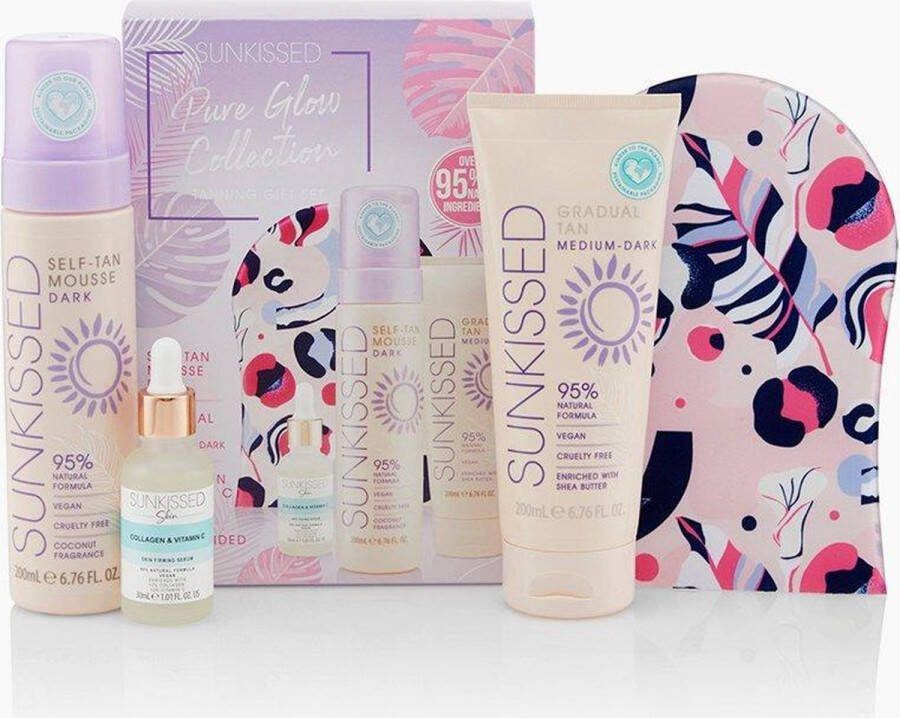Sun Kissed SUNKISSED Pure Glow Collection Zelfbruiner Geschenkset Vrouwen incl. Zelfbruiner Mousse Gradual Tan Serum & Zelfbruiner Handschoen Kleur Dark
