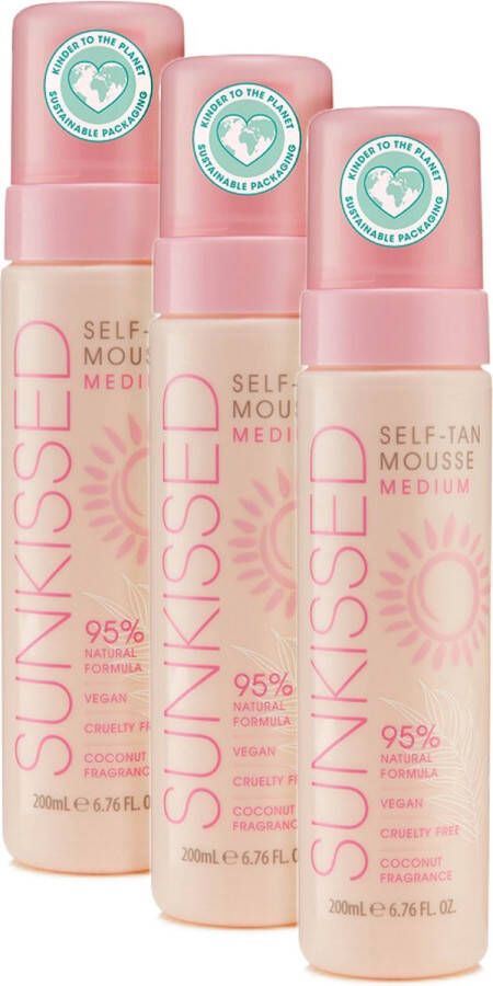 Sun Kissed Sunkissed Self Tan Mousse Zelfbruiner Medium Voordeelverpakking 3 x 200 ml