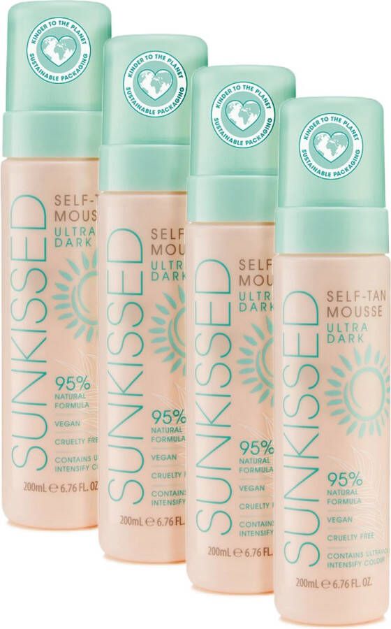 Sun Kissed Sunkissed Self Tan Mousse Zelfbruiner Ultra Dark Voordeelverpakking 4 x 200 ml