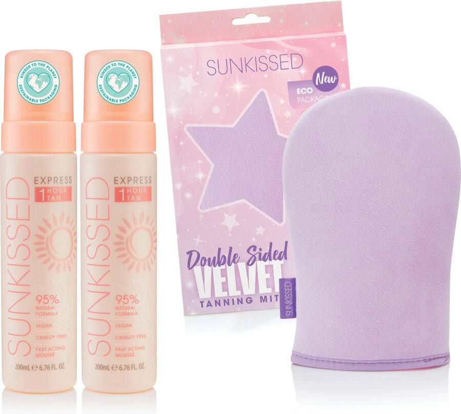 Sun Kissed Sunkissed Zelfbruiner Voordeelpakket Dark Express Mousse (2-pack) & Handschoen