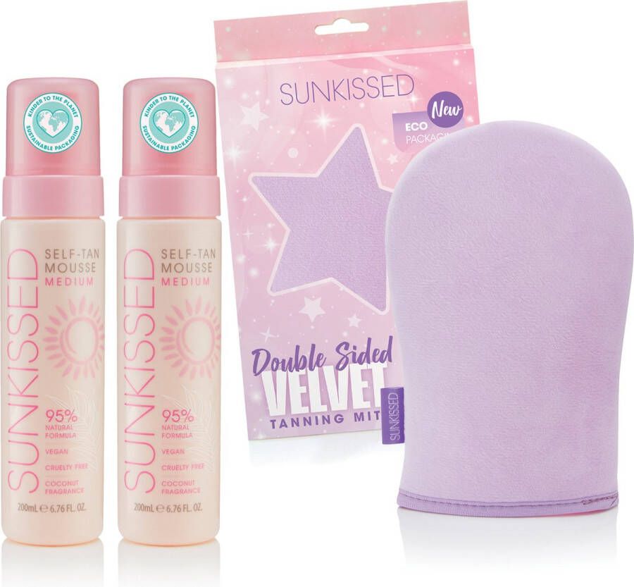 Sun Kissed Sunkissed Zelfbruiner 2 x Self-Tan Mousse Medium & Dubbelzijdige Handschoen Voordeelverpakking