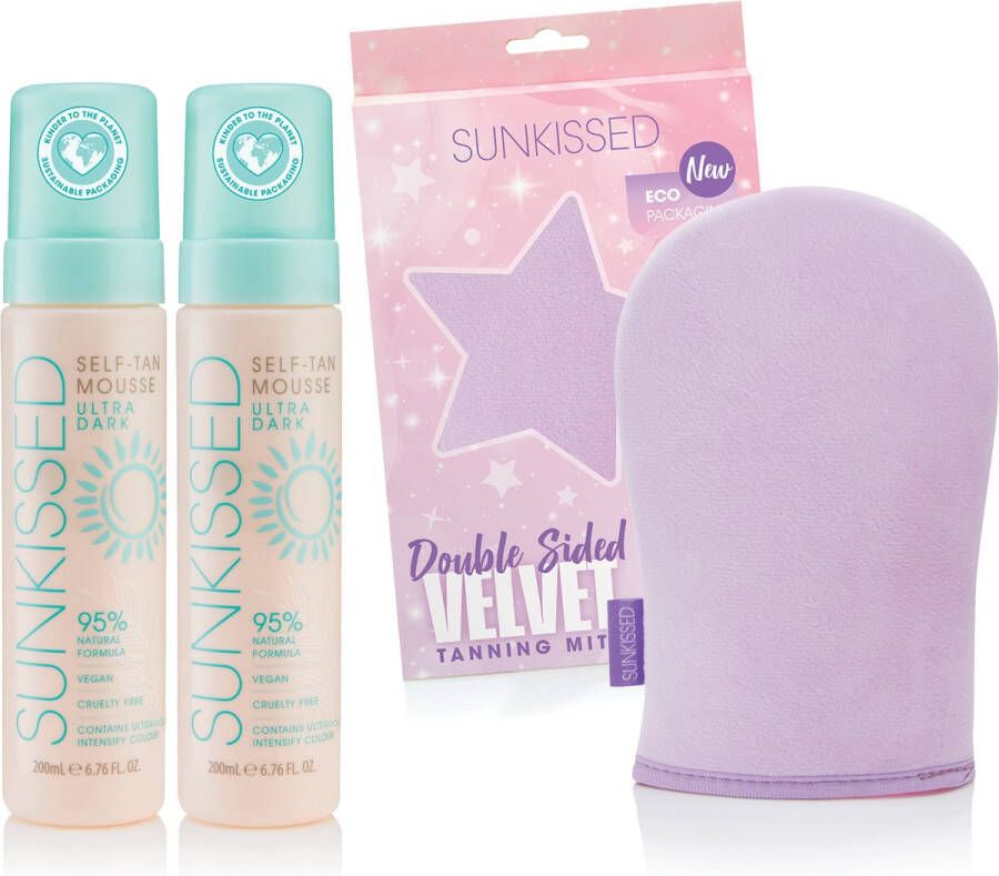 Sun Kissed Sunkissed Zelfbruiner Voordeelpakket Ultra Dark Mousse (2-pack) & Handschoen