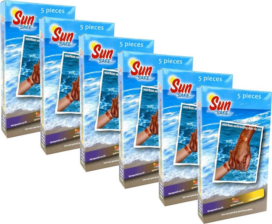 Sunlight 6-Pack Sunsafe UV Polsband 5 stuks (totaal 30 UV-polsbandjes) Zonnebrand