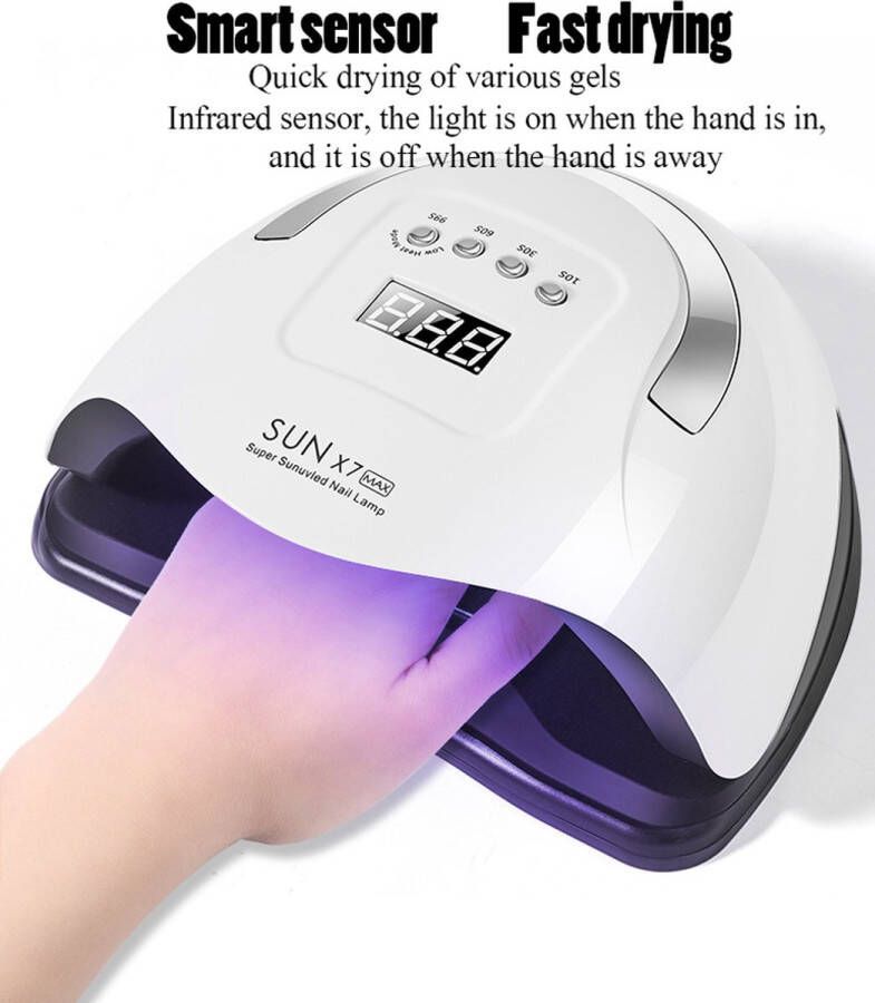 SUN UV Professionele 180W LED Nageldroger Lamp Gel nagel Droger 180W de sterkste nagellamp op de markt Geschikt Voor Elke nagel Sneller Droger Voor Gel Polish Nail Apparatuur Automatische Sensor Nail Art Gereedschap Voor Vingernagel En teennagel