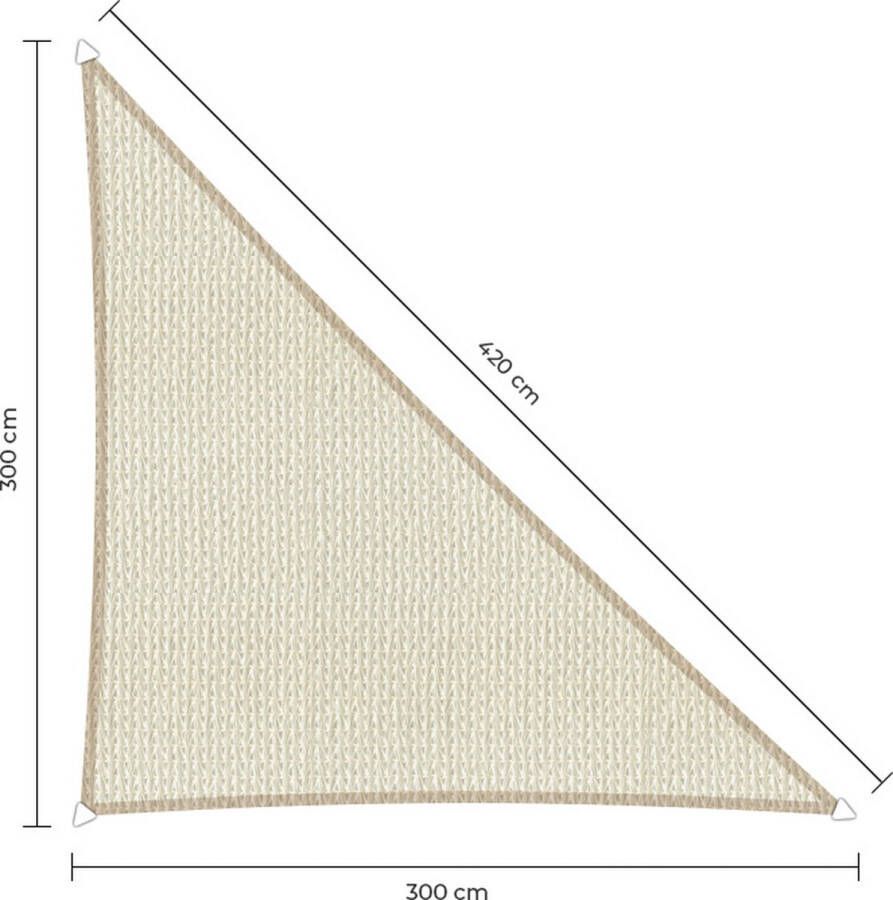 Sunfighters 90 graden schaduwdoek 3 x 3 x 4 2 m Ivoor Waterdoorlatend