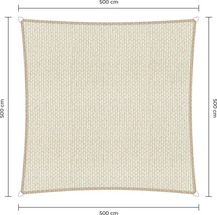 Sunfighters vierkant schaduwdoek 5 x 5 m Ivoor Waterdoorlatend
