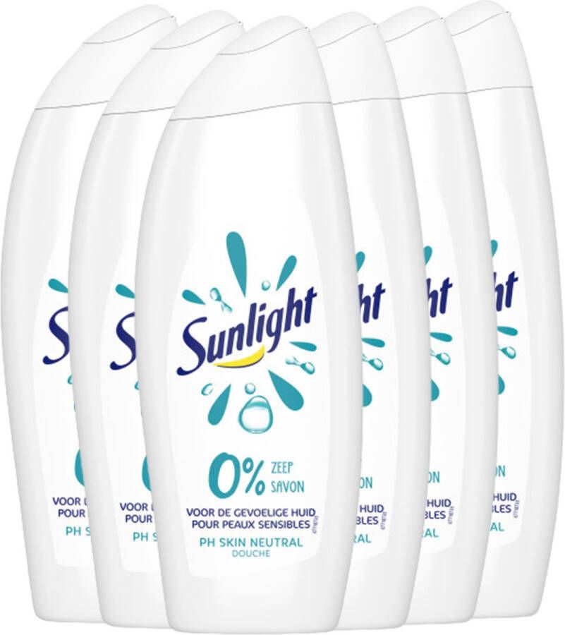 Sunlight Zeep Douchegel 0% Zeep pH-Huidneutraal Voordeelverpakking 6 x 500 ml