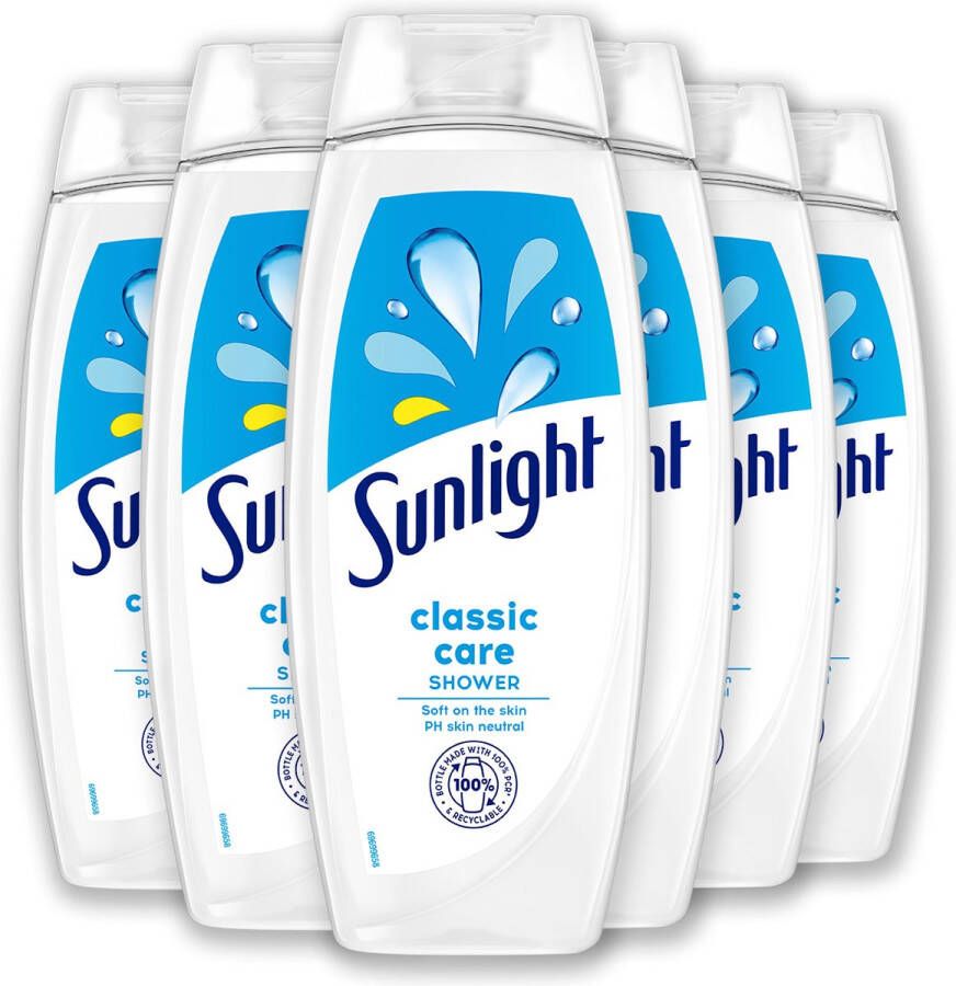 Sunlight Classic Care Douchegel Zeep pH-Huidneutraal 6 x 450 ml Voordeelverpakking