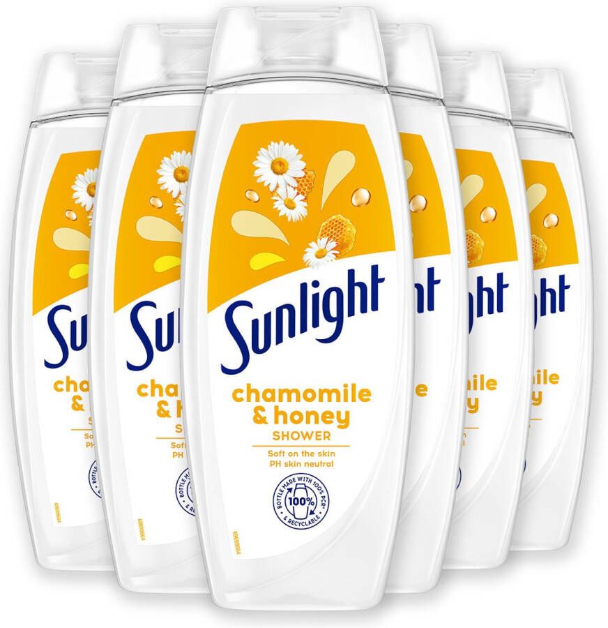 Sunlight Zeep Douchegel Kamille & Honing pH-Huidneutraal Voordeelverpakking 6 x 450 ml