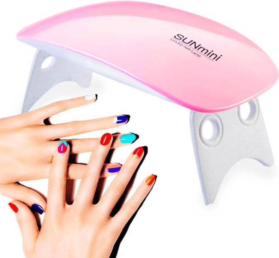 SunMini Nagellak Droger Professioneel & Compact LED verlichting 6W Gellak Nagel Lamp Nagelverzorging USB oplader Nagellak Droger Nagellak Lamp Roze