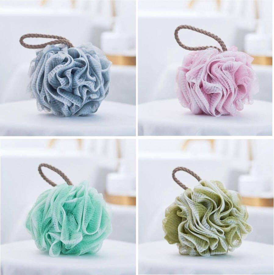SUNMOOL Douche spons Bad spons Massage spons Scrubbing spons Douchespons Set van 4 Stuks