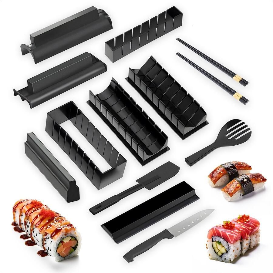 Sunny Tree Sushi Maker -11 Delige Sushi Set Cadeauset Met 2 Paar Sushi Stokjes Sushi Maker Set Sushi Zwart