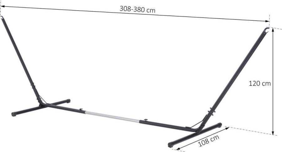 Sunny Verstelbare hangmatstandaard voor hangmatten metaal tot 150 kg (308-380) x 108 x 120 cm