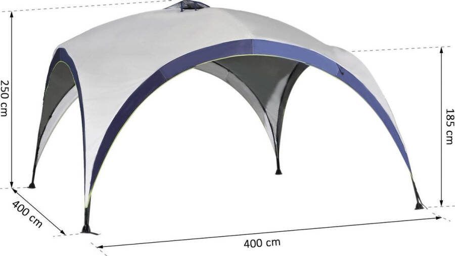 Sunny Weerbestendige pergola tuinpaviljoen partytent met zonwering polyester crème wit + blauw 4 x 4 x 2 5 m