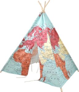 Sunny Tipi Tent Voor Kinderen In Verschillende Kleuren Met Wereldkaart Wigwam Speeltent Van 100% Katoen