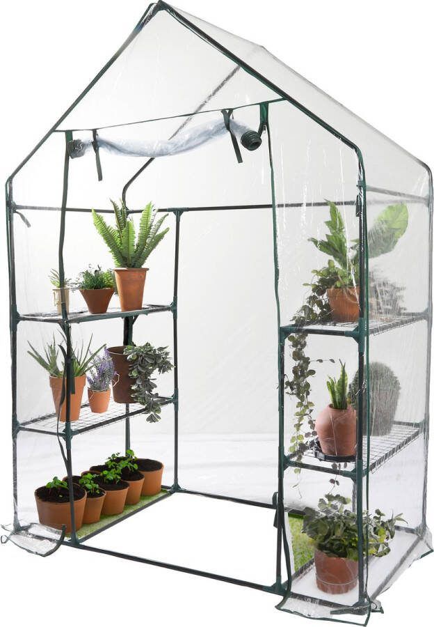 Sunnydays Broeikas kweekkas met doorzichtige hoes en frame 143 x 73 x 195 cm planten bloemen