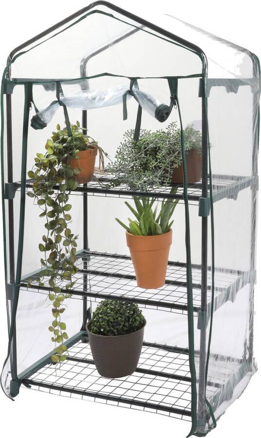 Sunnydays Broeikas kweekkas met doorzichtige hoes en frame 69 x 49 x 125 cm planten bloemen
