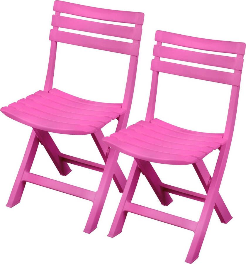 Sunnydays Klapstoel voor buiten binnen 2x roze 41 x 79 cm stevig kunststof Bijzet stoelen Klapstoelen