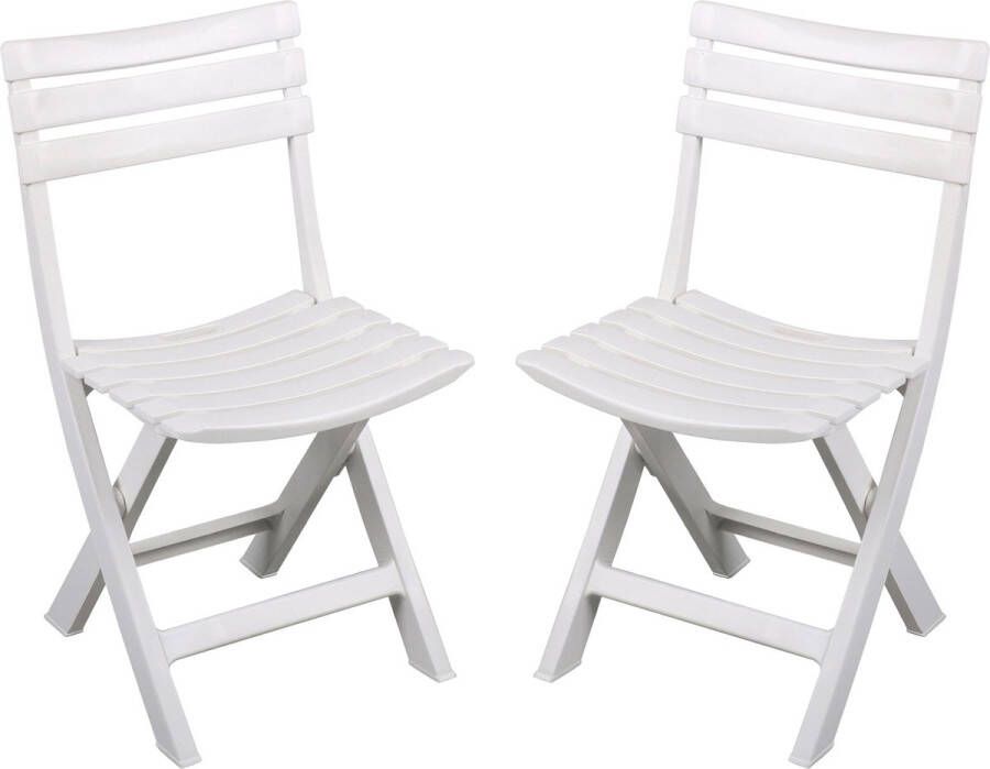 Sunnydays Klapstoel voor buiten binnen 2x wit 41 x 79 cm stevig kunststof Bijzet stoelen Klapstoelen