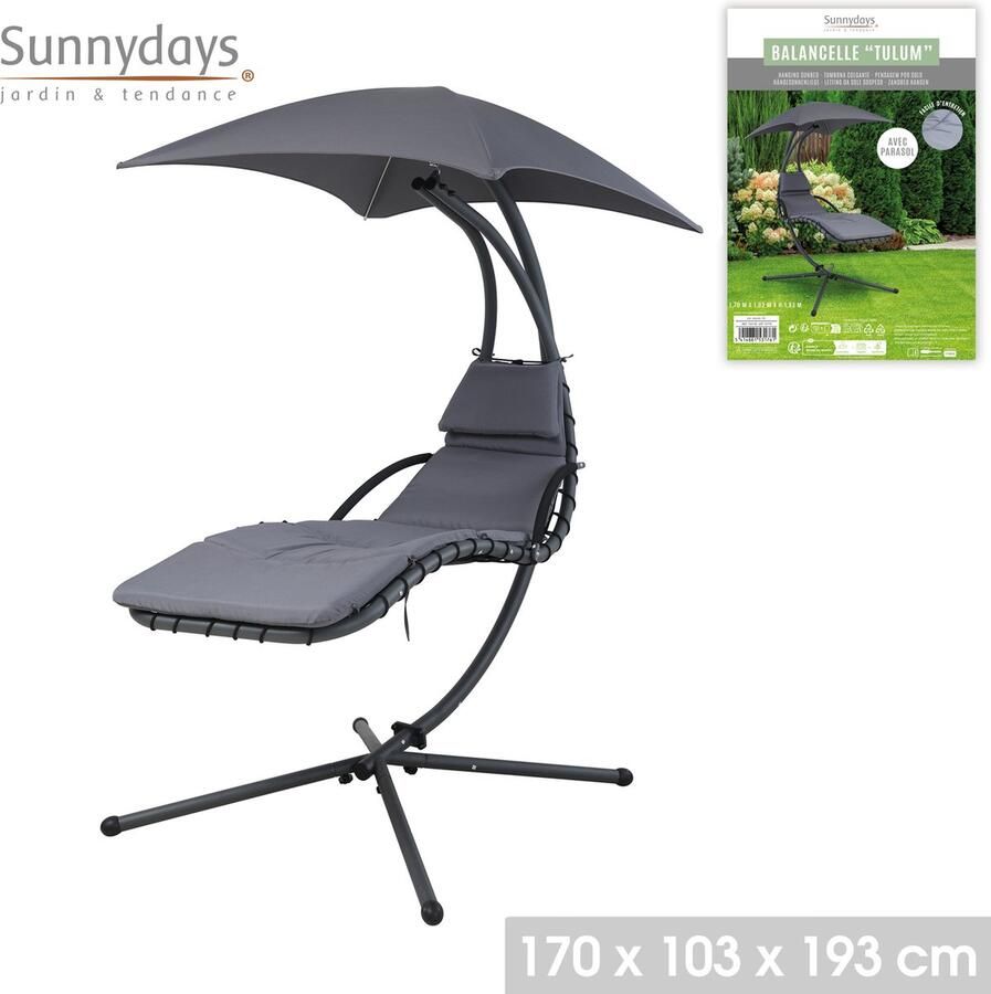 Sunnydays TUINSCHOMMEL MET PARASOL PROMO KWALITEIT 103X170XH193CM