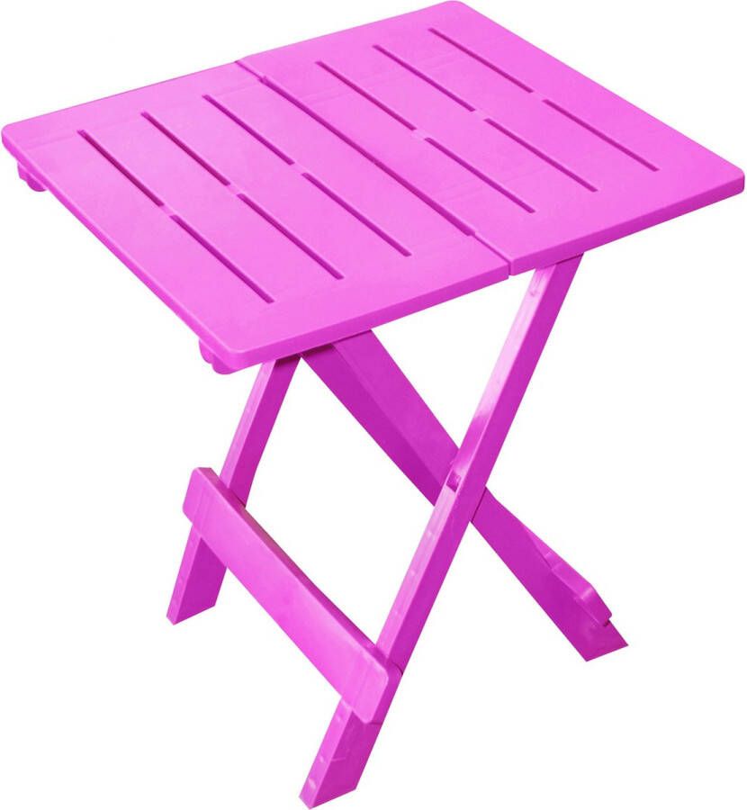 Sunnydays tuin bijzettafeltje roze kunststof opvouwbaar L44 x B44 x H50 cm Bijzettafels