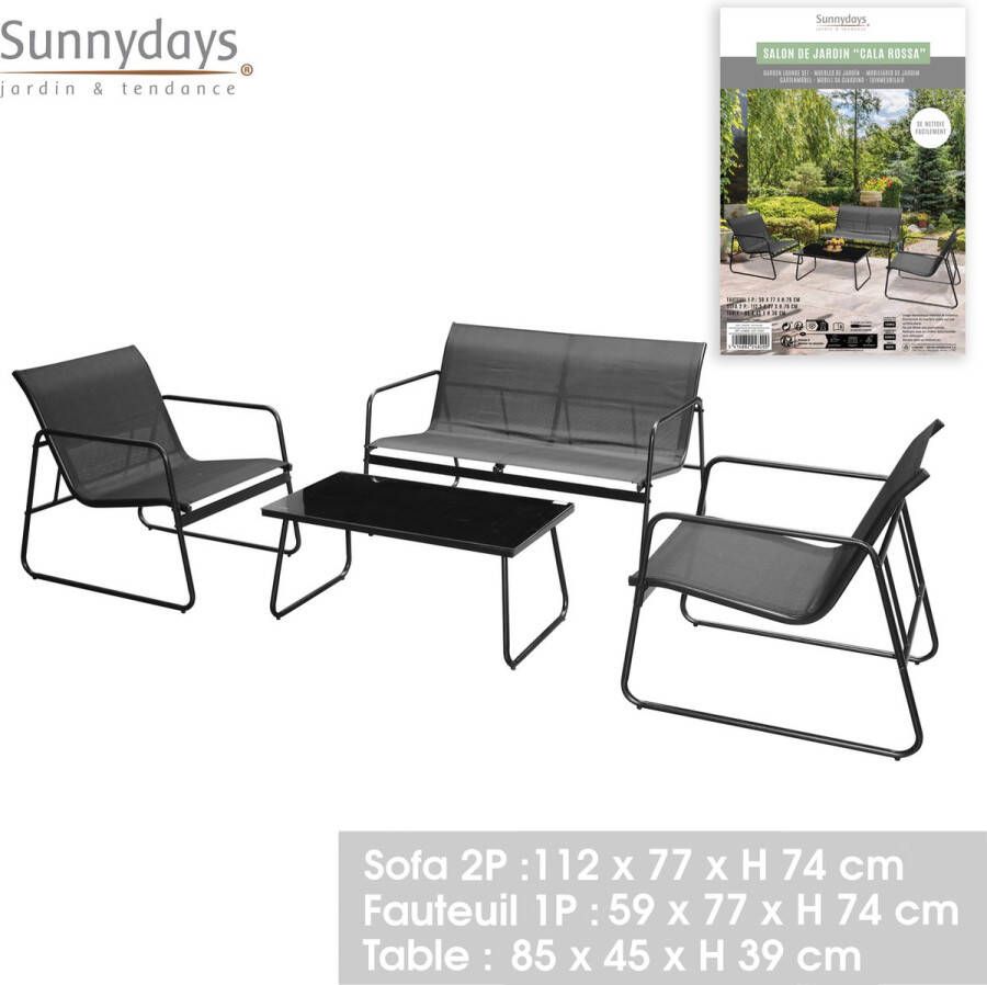 Sunnydays TUINMEUBILAIR- 4 ZITBANK 112X77XH74CM & FAMSTOEL 59X77XH74CM