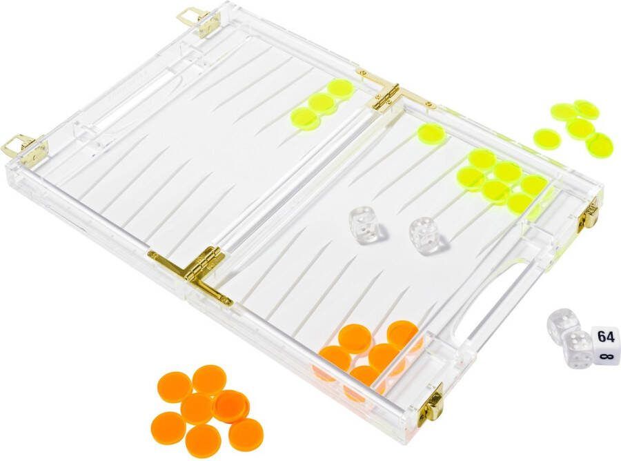 SunnyLife Games Lucite Travel Backgammon Acrylaat Kunststof Multicolor