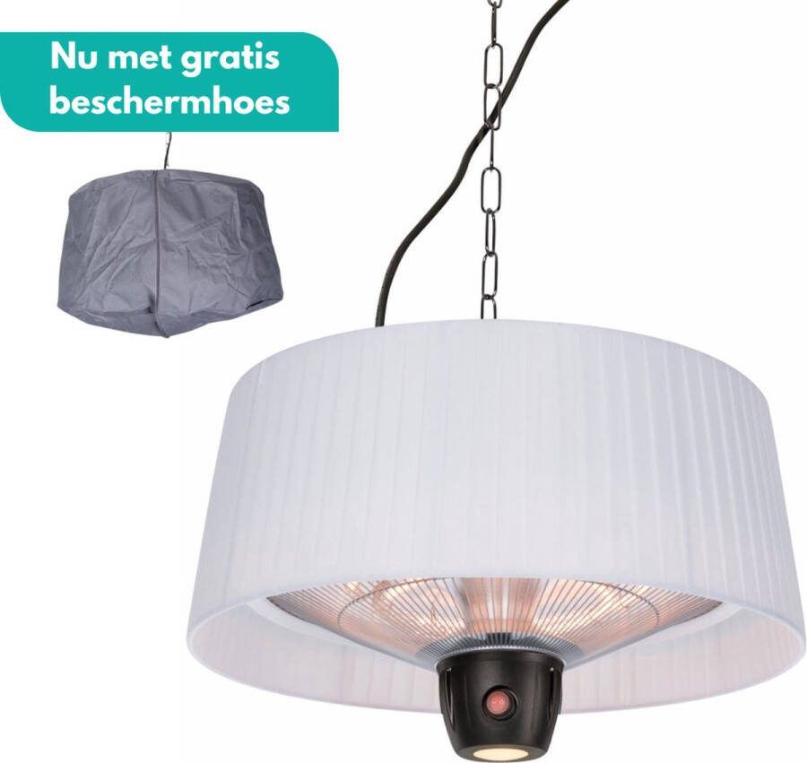 Sunred COMBIDEAL Heater & Hoes Artix Bright lijn Wit Hangend model Terrasverwarmer Infraroodstraling 1500 W – ECO 3 standen LED Afstand bestuurbaar Elektrische heater