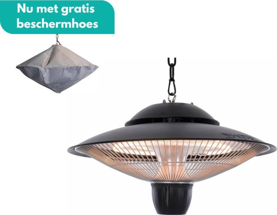 Sunred – COMBIDEAL Heater & Hoes Barcelona Bright lijn Zwart – Hangend model Terrasverwarmer Infraroodstraling 1500 W Elektrische heater