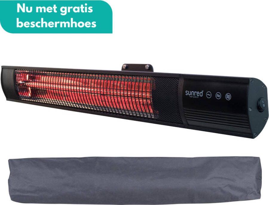Sunred COMBIDEAL Heater & Hoes Dark lijn Zwart Wand model Terrasverwarmer – Carbon rosé goud technologie 2000 W – ECO 3 standen Afstand bestuurbaar Elektrische heater