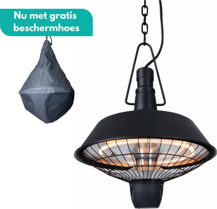 Sunred – COMBIDEAL Heater & Hoes Indus Bright lijn Zwart Hangend model Terrasverwarmer – Halogeen technologie 2100W Elektrische heater