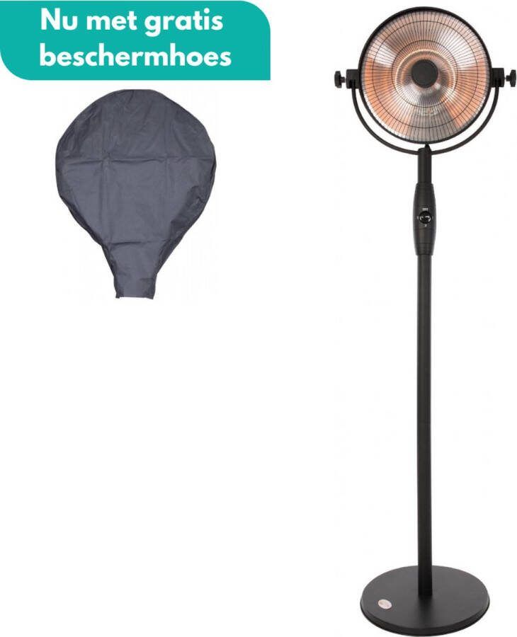 Sunred – COMBIDEAL Heater & Hoes Retro Bright lijn – Zwart – Staand model Terrasverwarmer – Halogeen techniek – 2100W – ECO – 3 Standen – Valbeveiliging – Elektrische heater – Heater – Retro design