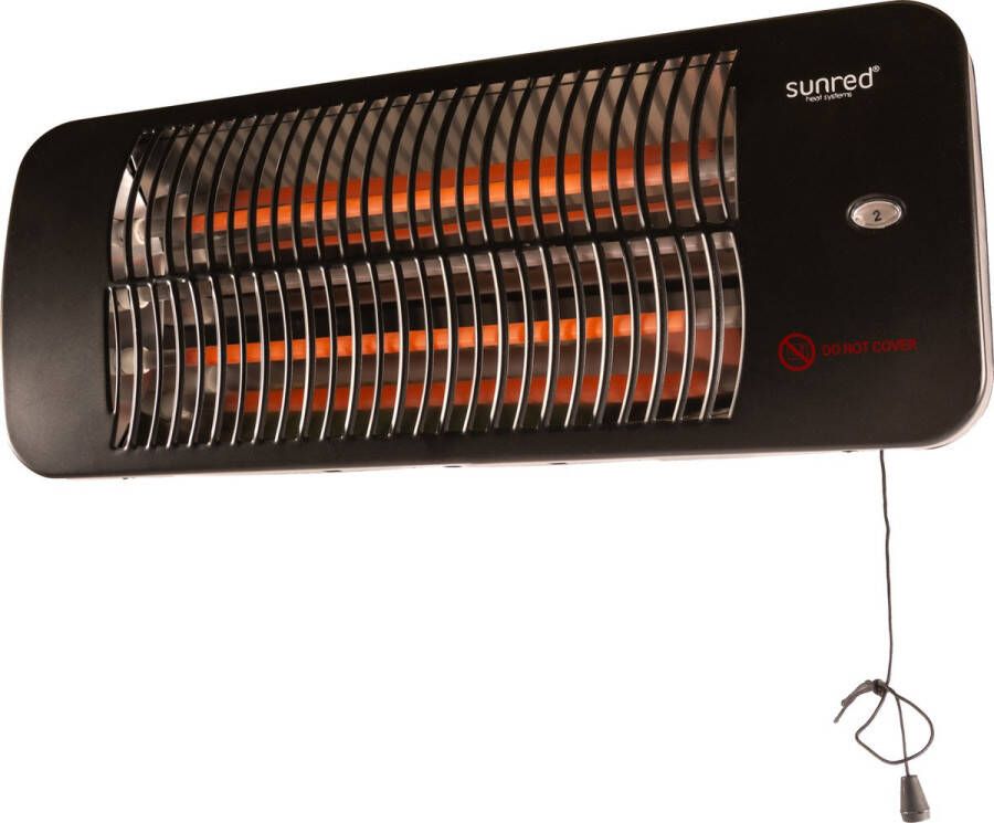 Sunred – Lugo Quartz lijn Donker grijs – Wand model Terrasverwarmer – Quartz technologie 2000W – 3 standen – Elektrische heater – heater